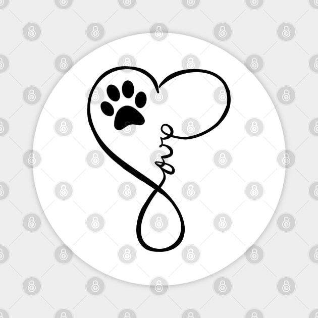 Dog Heart Love Paws Cute Cats Animals Symbol Protect Vegan Magnet by Kibo2020